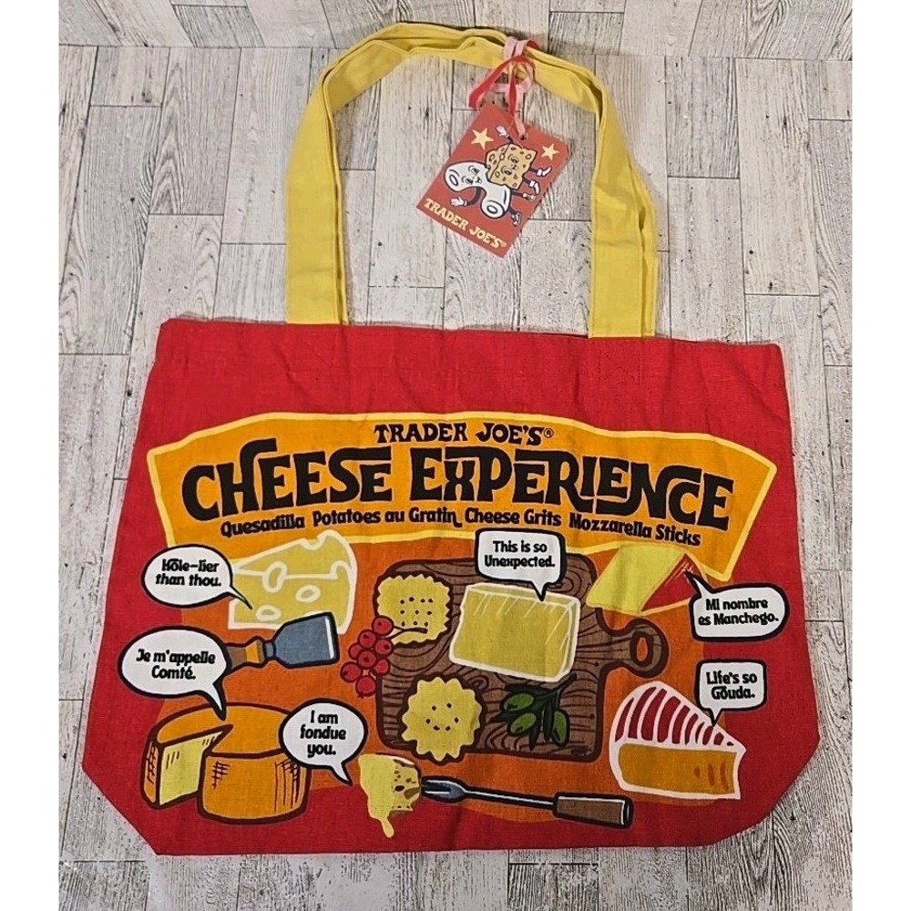Trader Joe's Canvas Shopping CHEESE Bag Grilled Cheese Macaroni Cheeseburger NEW